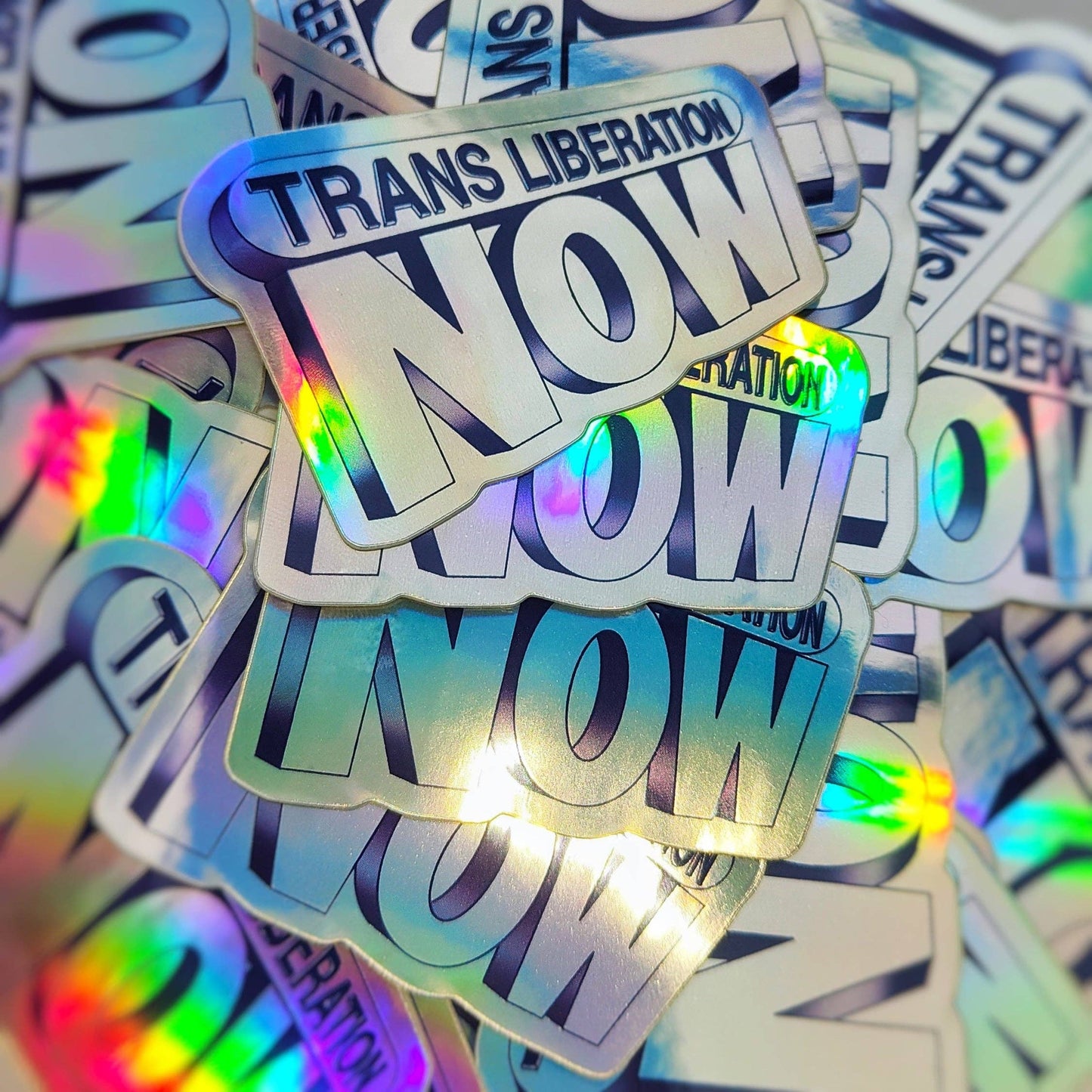 Trans Liberation Now Holographic Sticker
