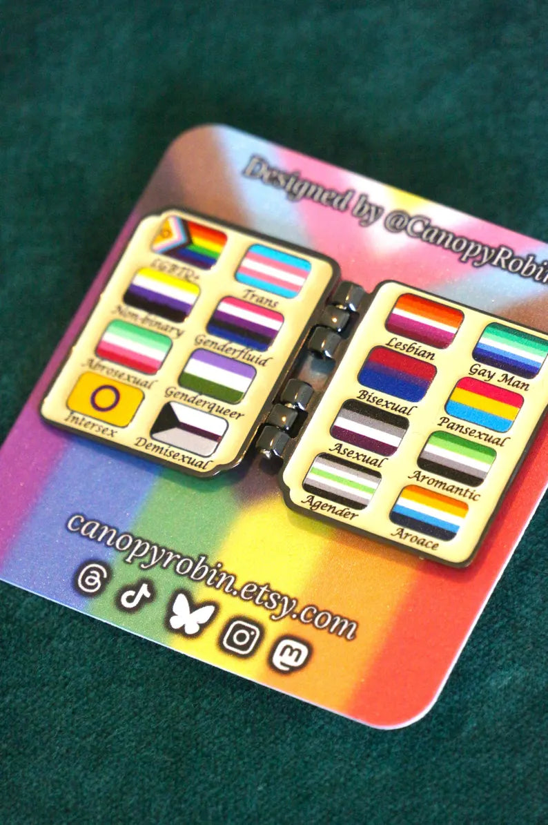 LGBTQ+ Pride Flag Identification Enamel Pin Badge with NFC Digital Guide