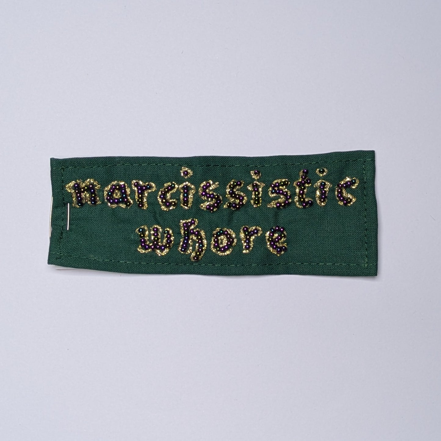 Narcissistic Whore Hand Beaded Patch