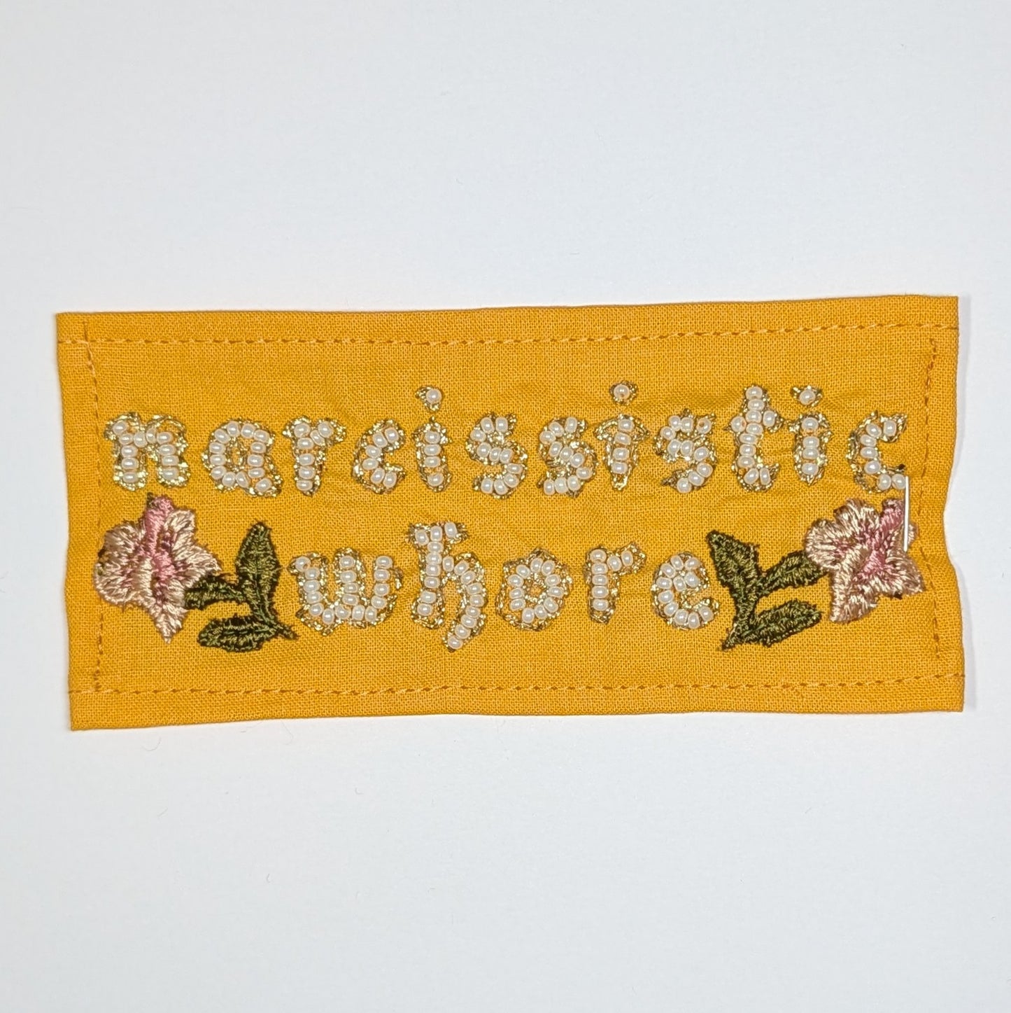 Narcissistic Whore Hand Beaded Patch
